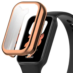 Enhanced Full Coverage TPU Cover Case with Screen Protection for Mi Band 8Active (Rose gold )