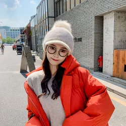Women Autumn Winter Hat New Fashion Rabbit Fur Hat Female Thick Warm Baseball Cap Lady Pompoms Knitted Baseball Hat For Female