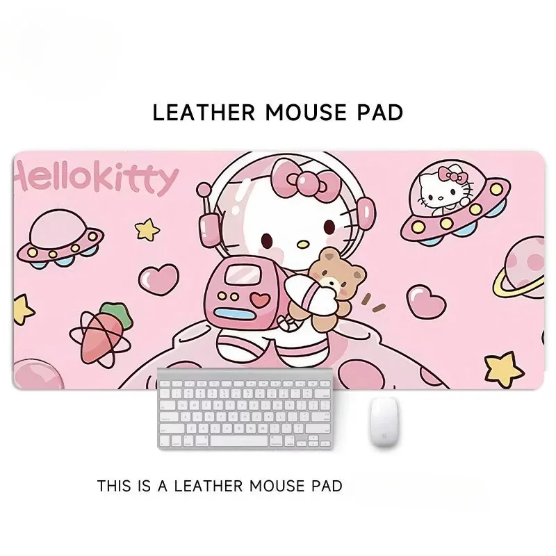 산리오 헬로 키티 사무실 테이블 패드 얼룩 방지 미끄럼 방지 가죽 마우스 패드 대형 소녀 귀여운 컴퓨터 키보드 패드