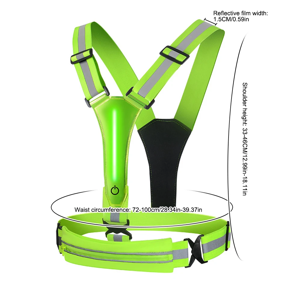 LED Reflective Vest Light Up Running Vest High Visibility Reflective Safety 3 Light Modes Phone Bag Women Men Kids reflective safety vest