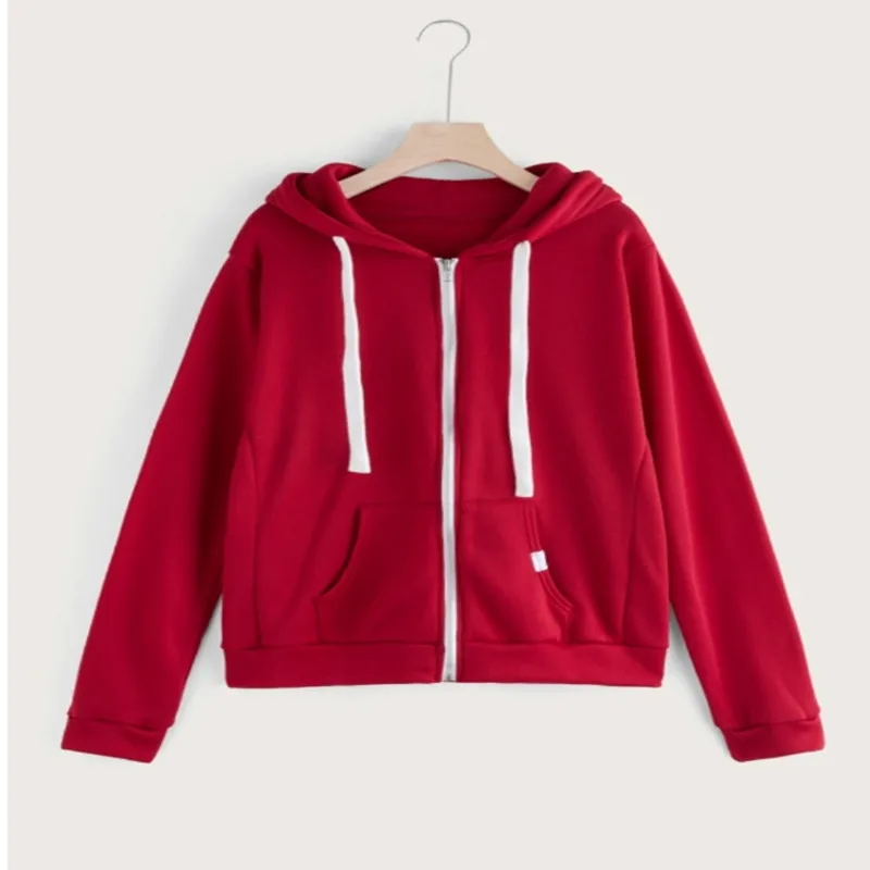 Fashion Trend Zipper Hooded Long-sleeved Plus Cashmere Sweater Coat