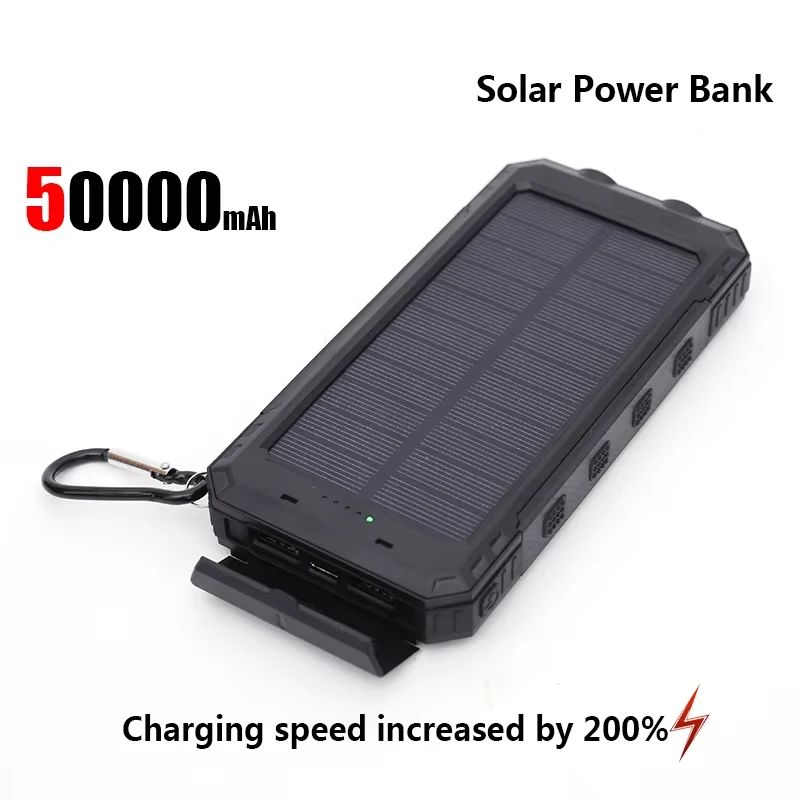 200000 mAh Solar Power Bank Портативний зарядний пристрій високої ємності, сумісний із IOS Android USB-A та USB-C Fast Charging 2025 Новинка