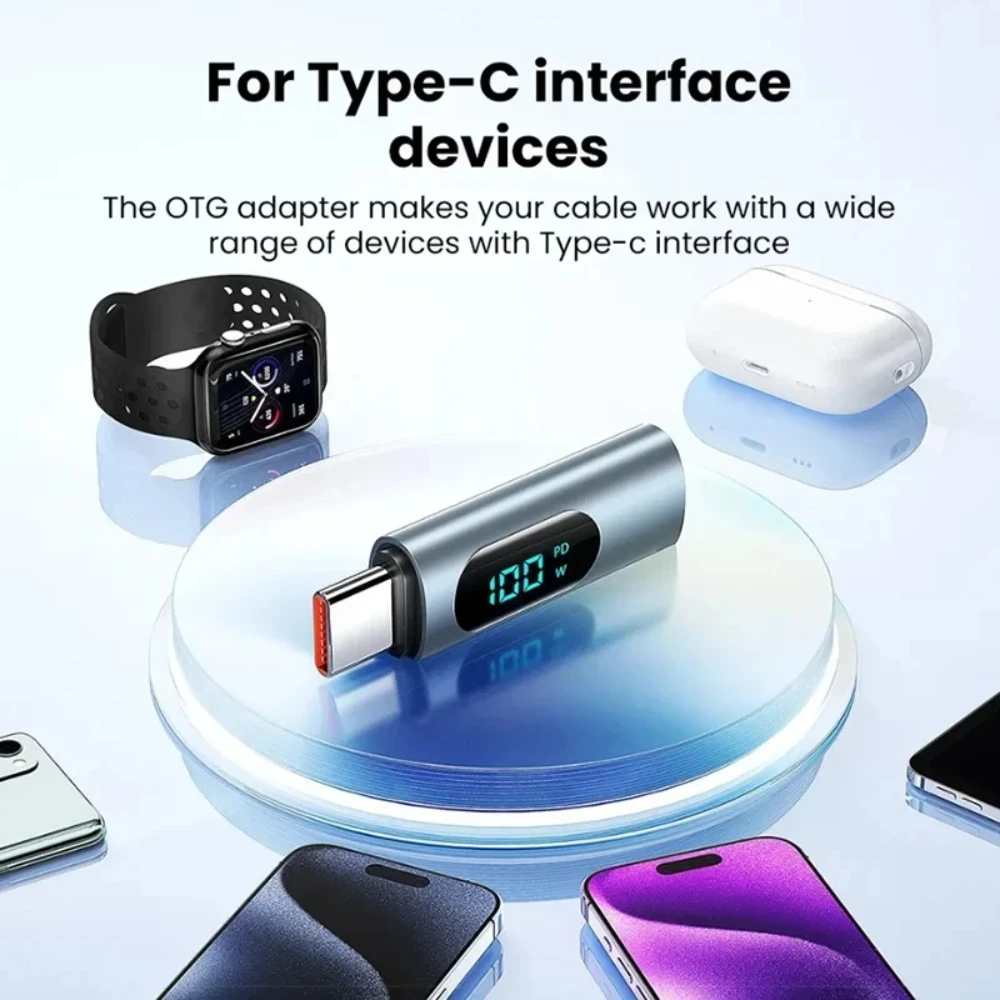 NNBILI 100W USB 타입 C-USB C 어댑터 LED 5A 고속 충전 OTG 컨버터 (맥북, 아이패드 프로, 아이폰17, 노트북용)