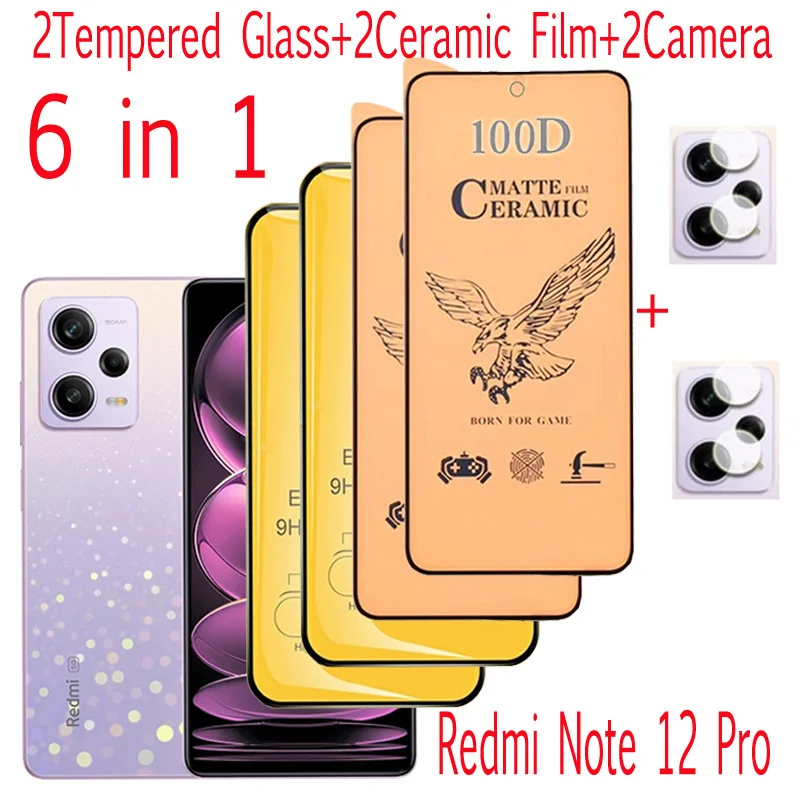 

100D Redmi Note 12 Ceramic Film For Redmi Note 12 Pro Matte Glass For Xiaomi Redmi Note 12 Pro Glass Screen Protector Redmi Note 12 Pro Plus 5G Tempered Glass+ Ceramic Film + Camera