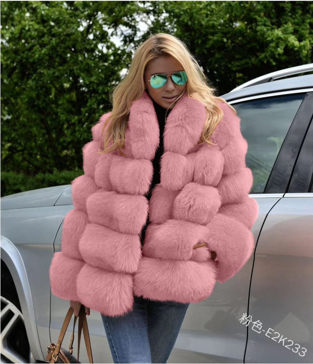 

VOLALO Casual White Black Fluffy Fall Winter Faux Fur Coat Women Jacket Long Sleeve Cropped Puffer Fur Jacket for Women Outwear