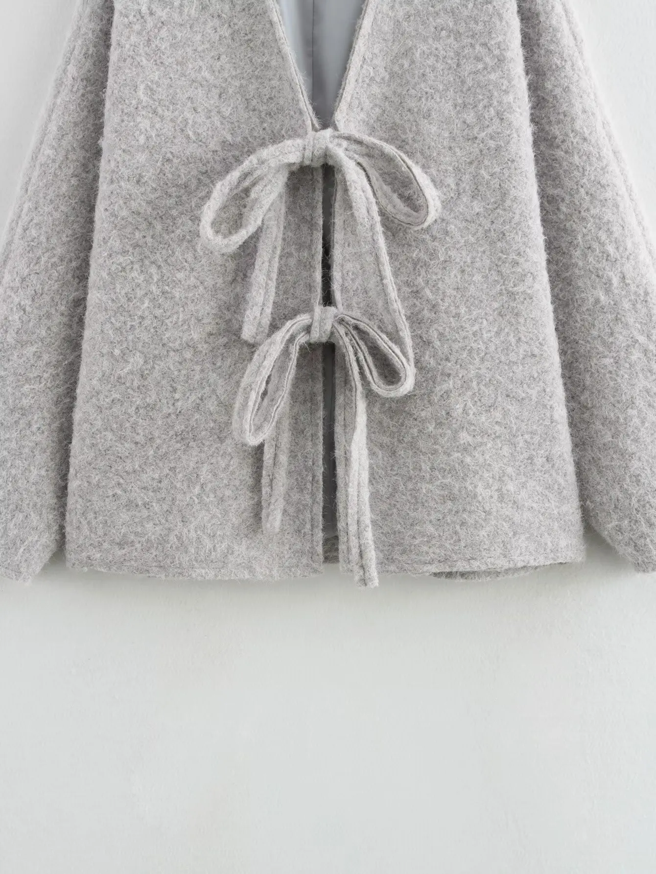 Women's Jackets Coat Khaki Outwear Elegant Bow With Belt Long Sleeve Tops 2024 inszart Solid Woman Jackets Coat Gray Loose Coat