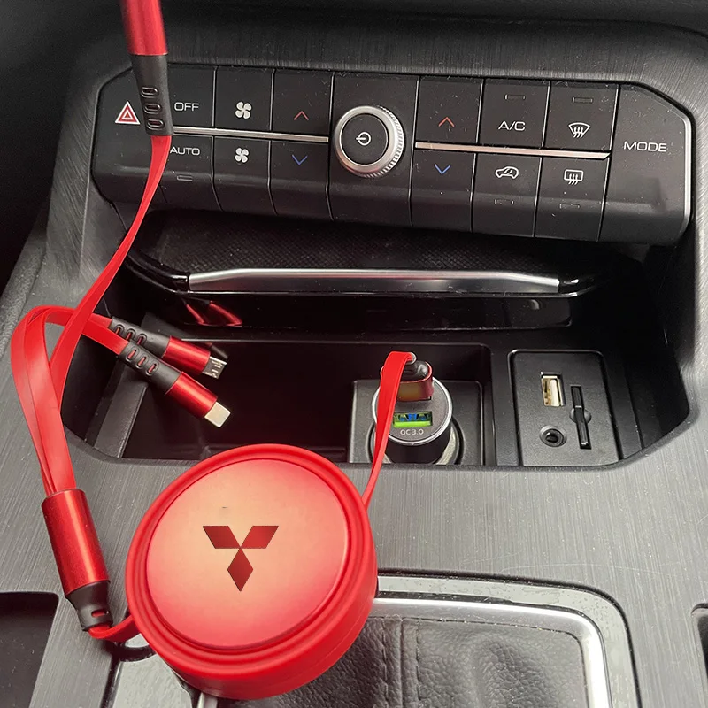 3A 3 in 1 Auto USB Data Quick Charging Cable Telescopic for Mitsubishi