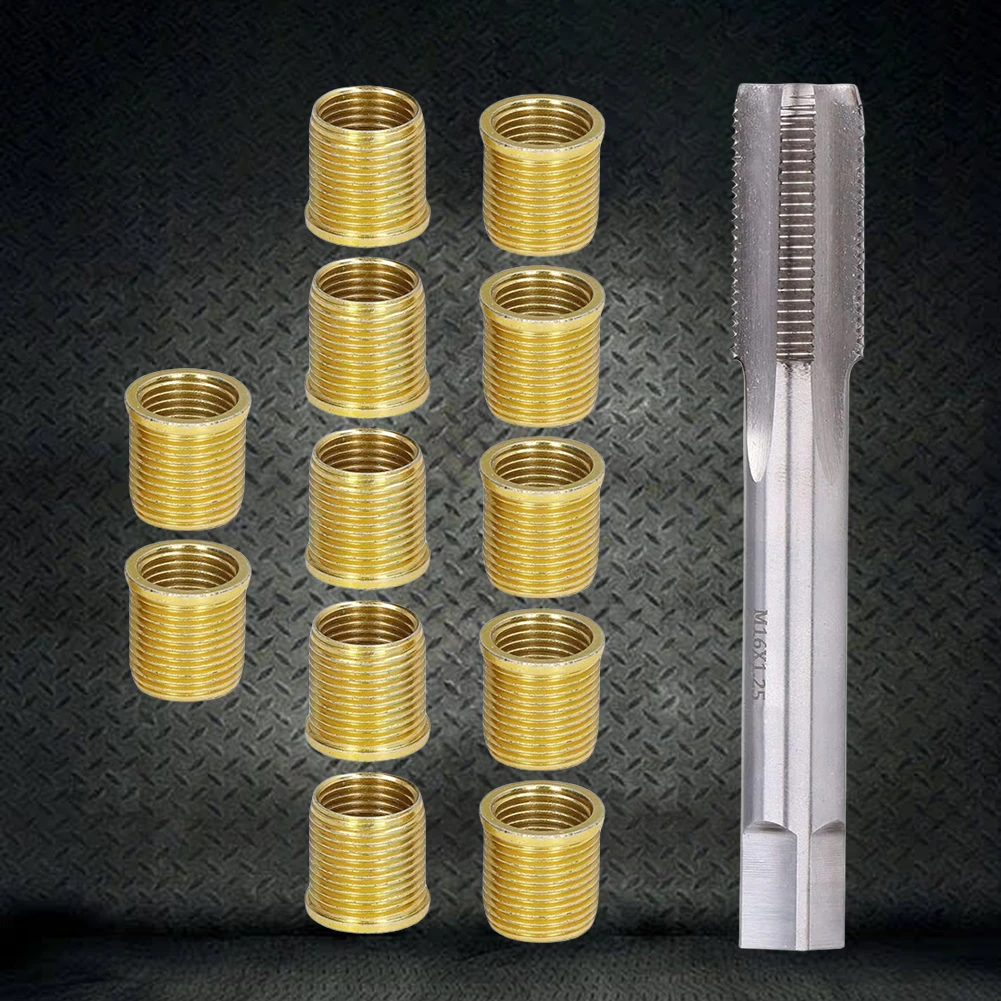 

13pcs Thread Tap M14x1.25 Inserts M16x1.25 Tap High Speed Steel Tap Corrosion-Resistant Wear-Resistant for Automotive Engine