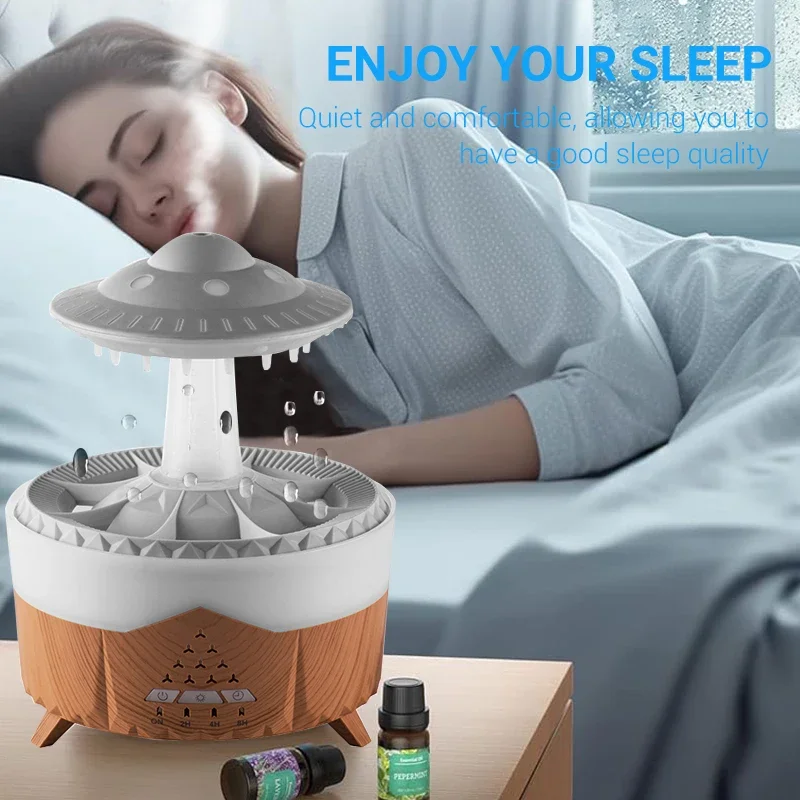 Rain Cloud Humidifier Water Drip with Remote Raindrop Humidifier Rain Cloud Diffuser Mushroon Air Humidifier with Rain Lamp 5