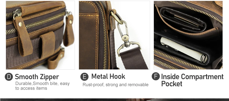 CONTACT'S Männer Kleine Umhängetasche Aus Echtem Leder Umhängetasche Messenger Taschen für 8,3'' iPad Mini Vintage Designer Handtasche Männlichen Tasche – Detail 10