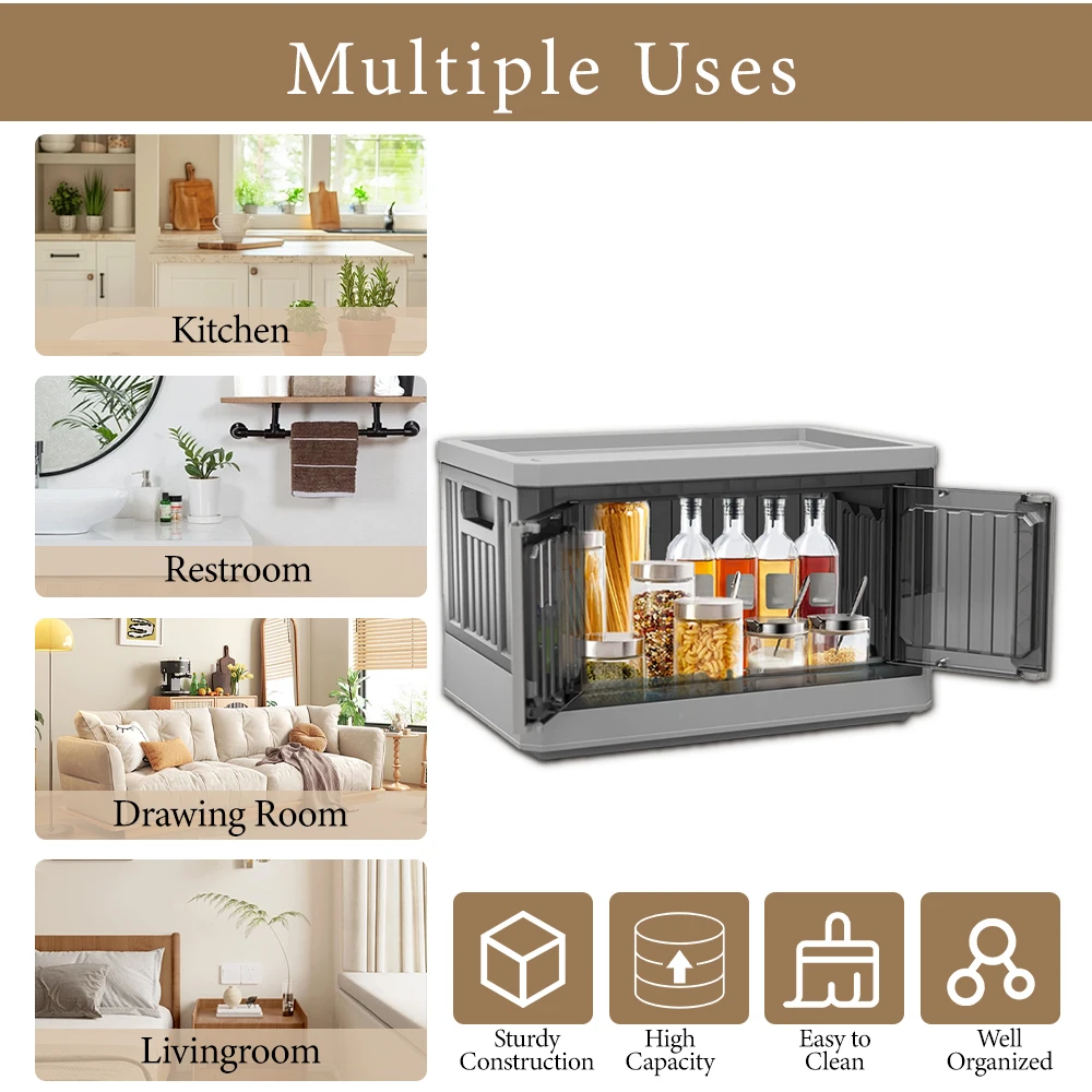 Collapsible Storage Bin, Large Stackable Wheeled Clothing, Shoe, Bedroom, Office Organizer, Foldable Container