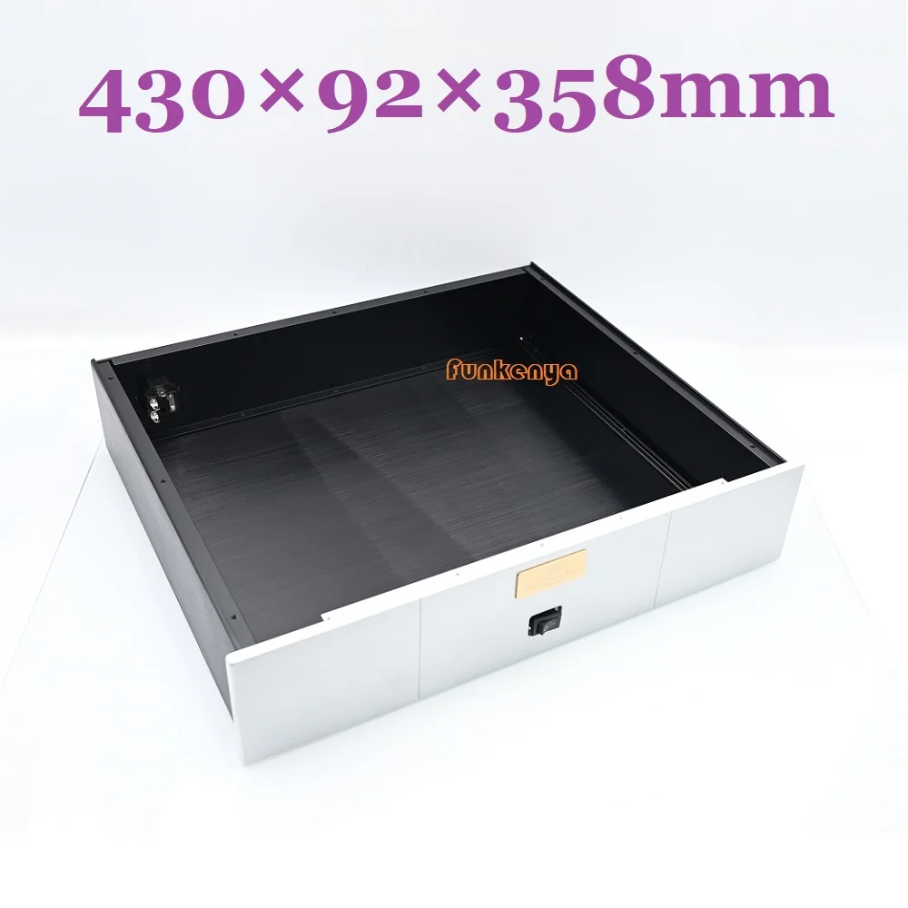 

430x92x360mm Hifi Brushed Aluminum Power Amplifier Supply Chassis DIY Headphone Amp Preamp Amp Housing DAC Decoder Case Rear PSU