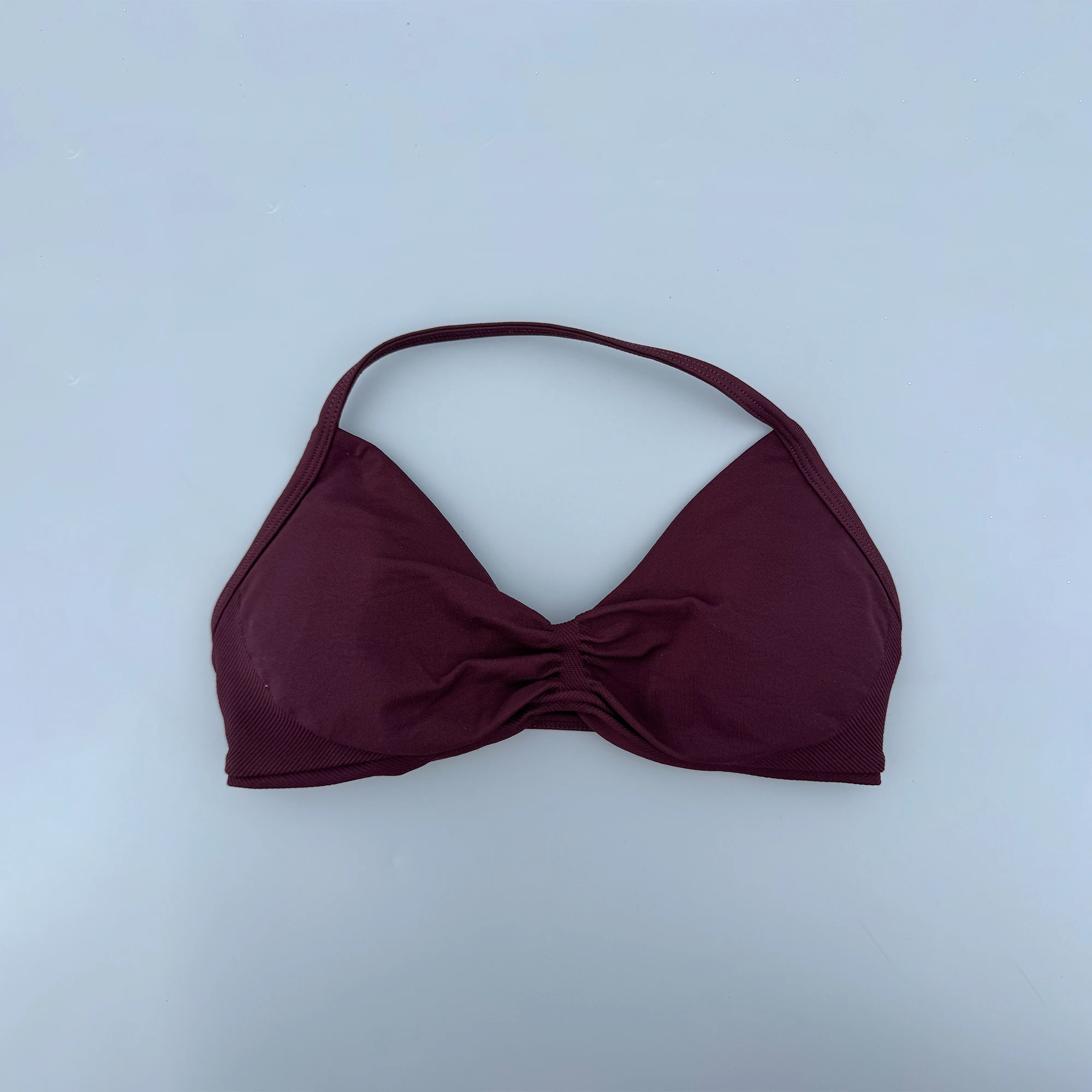 Women's High Support Strappy Ruched Backless Halter Push-Up Seamless Sports Bra with Removable Pads