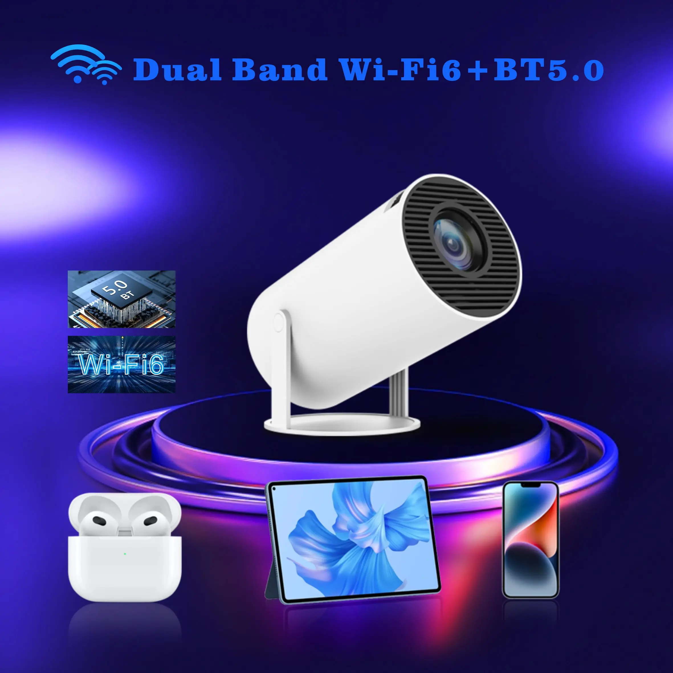 4K WiFi HD Overseas Android 11 Version 5G Bluetooth Portable Home Mini Projector
