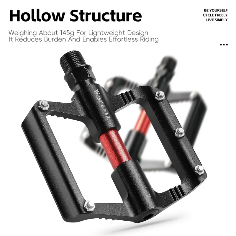 WEST BIKING Ultralight Bike Pedals Sealed 3 Bearing Aluminum Alloy Bicycle Pedal Non-slip MTB Road Bike Pedal Flat Pedals A Pair