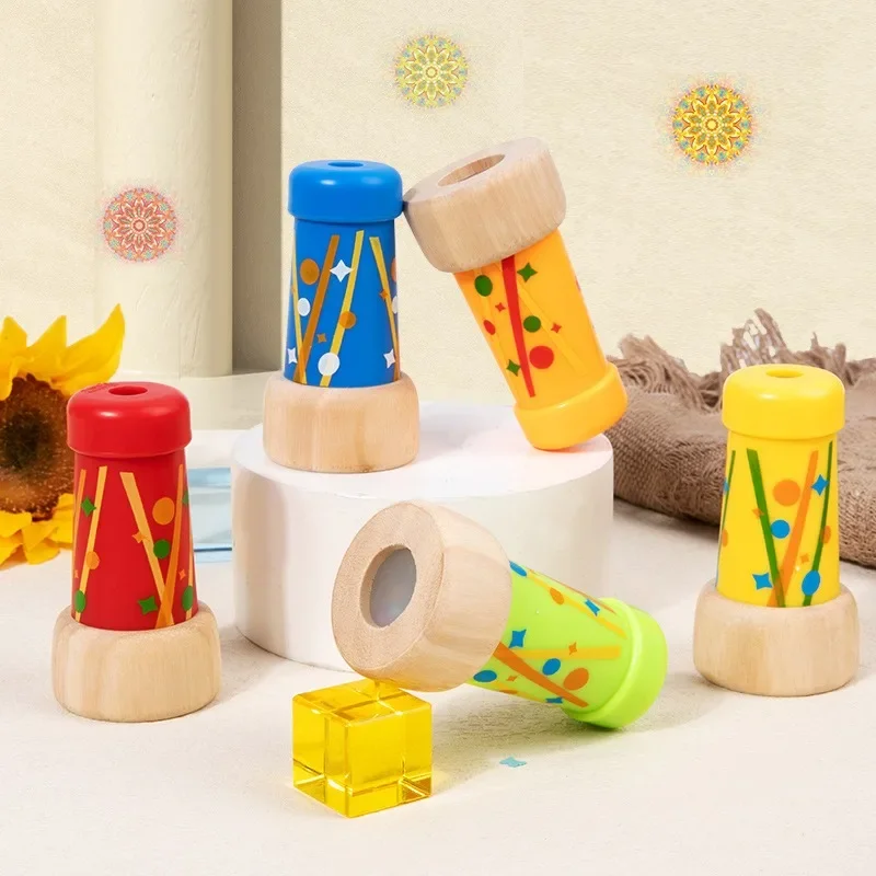 1pc Wooden Science Kaleidoscope Kids Puzzle Classic Nostalgia Montessori Early Education Toys Teaching Aids Boys and Girls Gifts