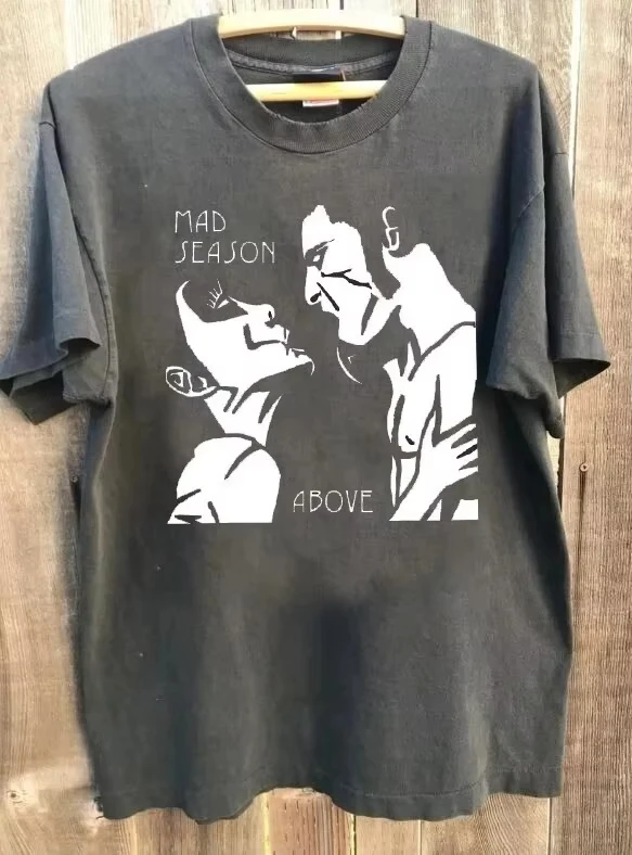 Mad Season Above Rock Punk Kurzarm-T-Shirt in Anthrazitfarbe, klassisches Sommer-T-Shirt für Herren und Damen