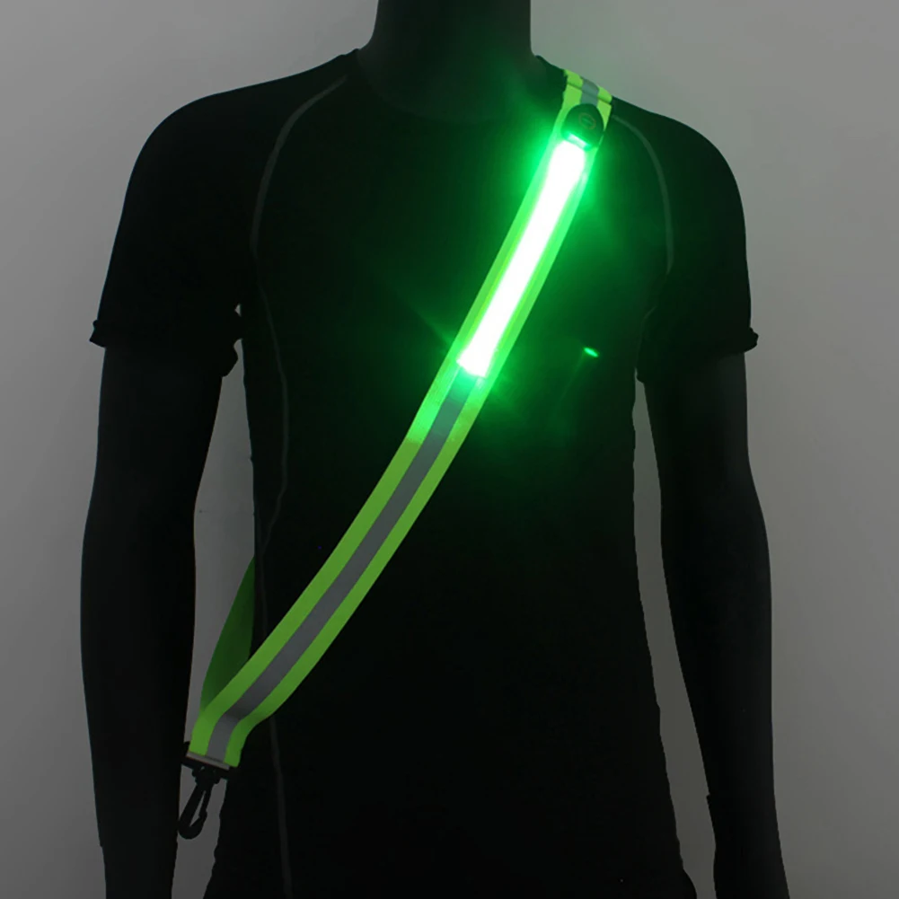 USB Rechargeable Safety Reflective Running Gear High Visibility LED Reflective Belt for Night Running Cycling Jogging Walking