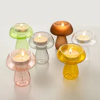 Creative Mushroom Shape candle holder Nordic Glass Candlestick Simple Candlestick Desktop Ornaments Wedding Party 2