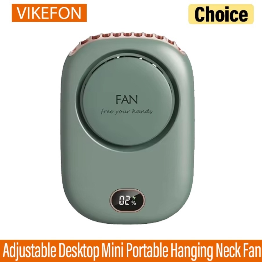Three Gears Adjustable Desktop Mini Portable Hanging Neck Fan Hanging Waist Hands-free Fans with Screen Display Noise Reduction