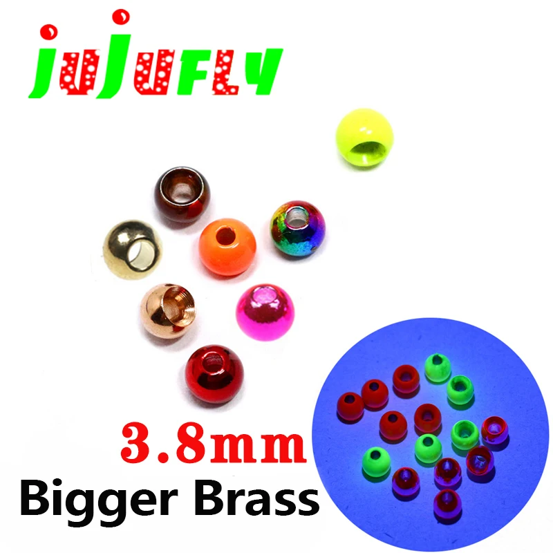 Jujufly New 30Pcs/Pack Bigger Size 3.8Mm Brass Fly Tying Head Beads For Hook 8#10#Beadhead Nymphs&Streamer Fly Tying Round Beads