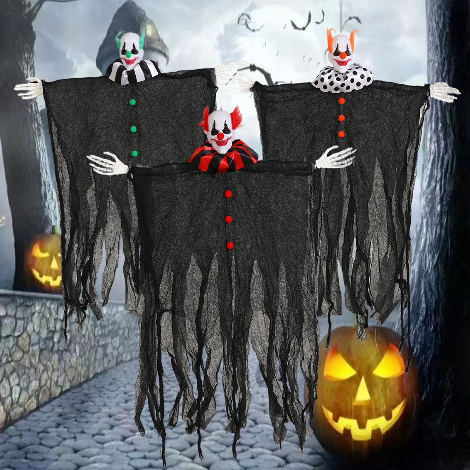 Halloween-Hängeskelett-Requisiten, Halloween-Szenen-Layout, hängender Geist für den Außenbereich, Veranda, Terrasse, Baum – Detail 1