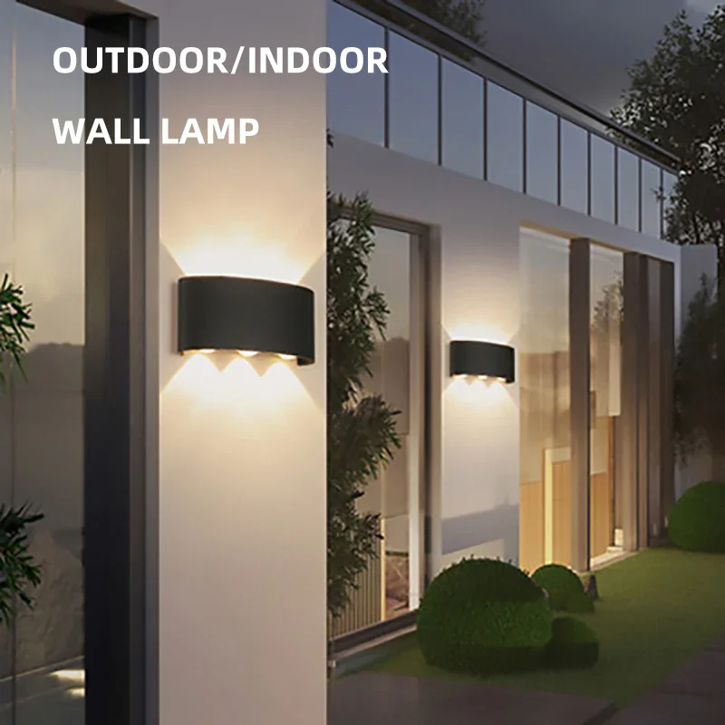Sleek Black Modern LED Wall Lamp for Indoor & Outdoor Spaces
