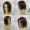 Pwigs Brown 3# Color Mono Base with PU Men's Toupee 100% Indian Human Hair System Npu 8x6 inch Base Size Toupee for Men Hair 6
