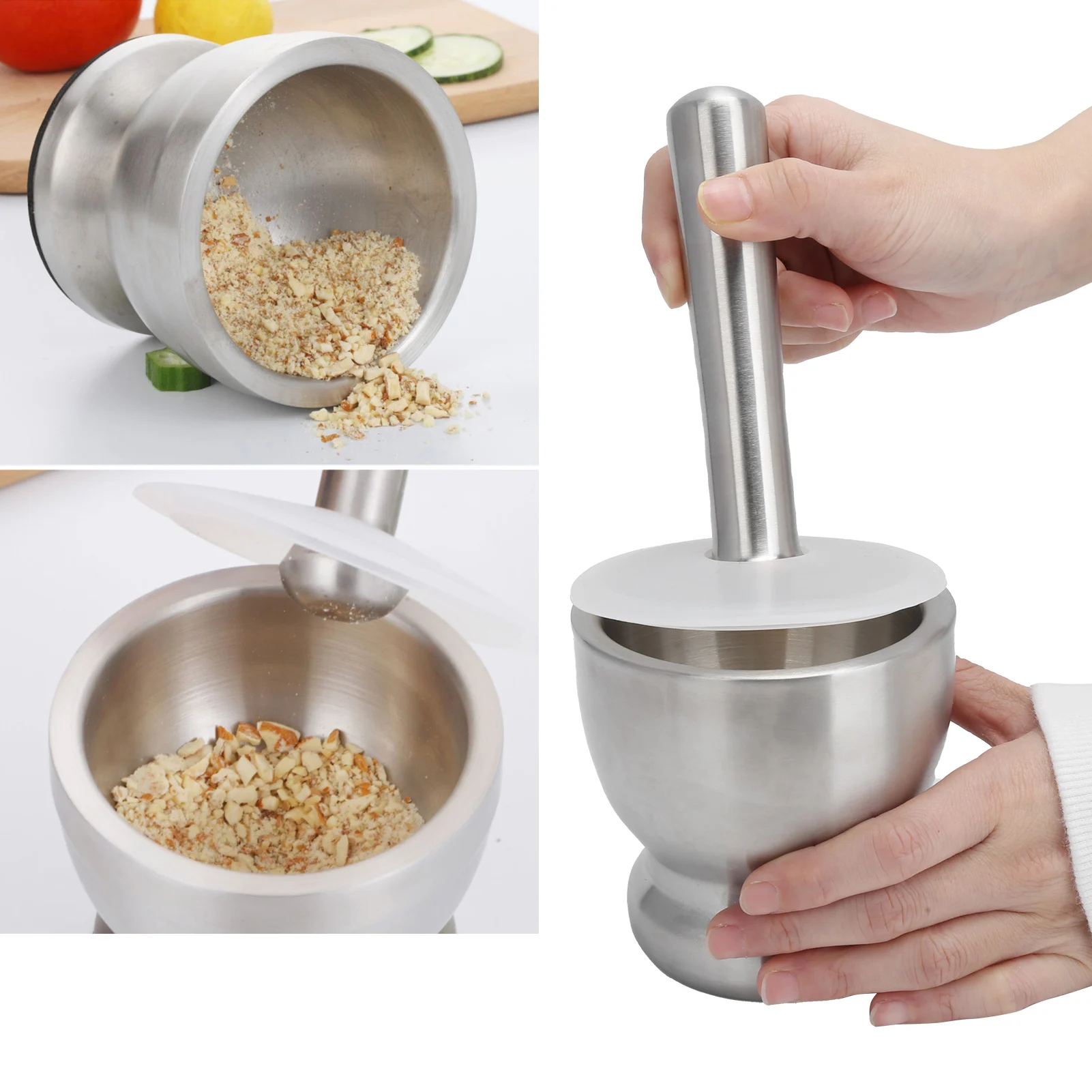 

Garlic Press Chopper 304 Stainless Steel Manual Spice Herb Grinder Kitchen Accessory