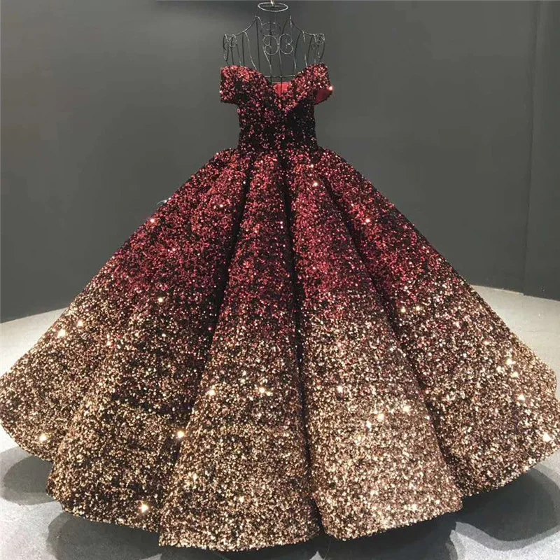 Quinceanera Dresses New Sequin Prom Dress Ball Gown Boat Neck Off The Shoulder Puffy For Vestidos Para 15 party dress quinceanera dresses