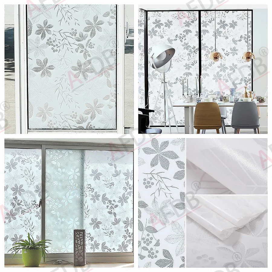 Window Privacy Film Window Film Adhesive Vinyl Sheets Adhesive Vinyl Adhesive Vinyl Film Adhesive Vinyl Stickers Frosted Self Adhesive Glass Window Film Privacy Protection Vinyl for Stained Glass Window Sticker Heat Insulation