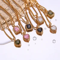 E.B.belle Stainless Steel PVD Plating Heart Shape AAA Cubic Zircon Stone Pendant Necklace Ladies Party Christmas Jewelry Gift