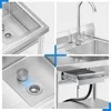Stainless Steel Utility Sink Freestanding Single Bowl Laundry Sink with Hot and Cold Water Plumbing Workbench Drawers 5