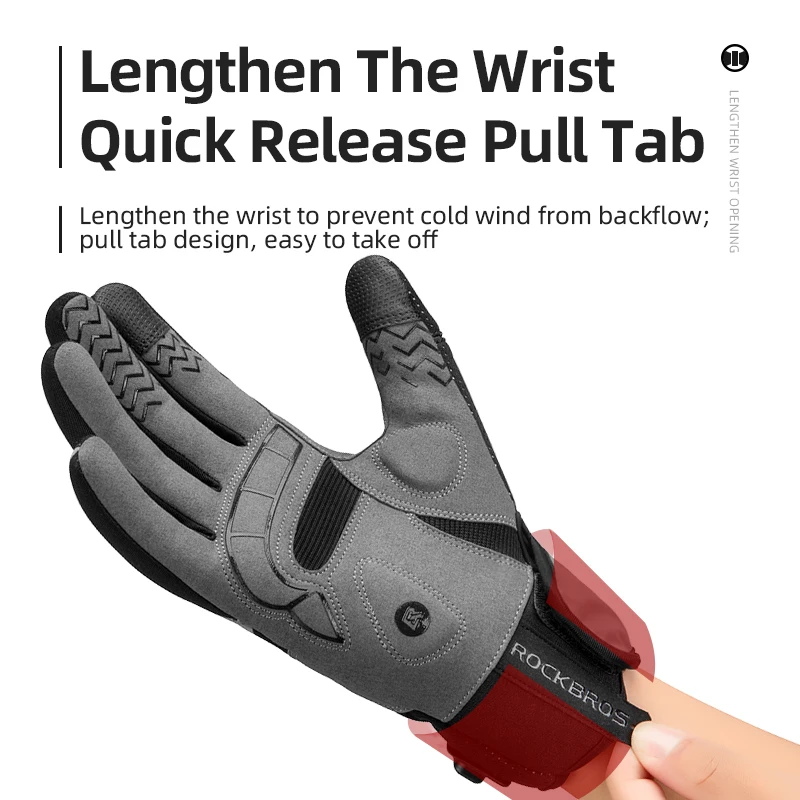 ROCKBROS Windproof Cycling Gloves Touch Screen Riding MTB Bike Bicycle Gloves Thermal Warm Motorcycle Winter Autumn Bike sport gloves