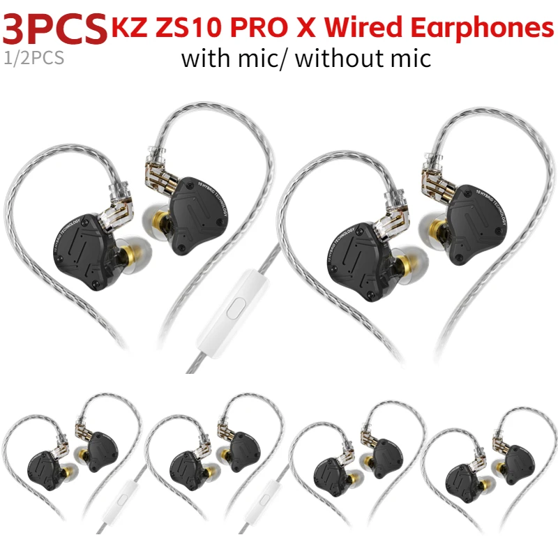 KZ ZS10 PRO X Earphones Wired Phone KZ Earphone InEar Headphones HiFi Noise  Cancelling Headset EarBuds 3.5mm Jack Hands Free Mic - AliExpress