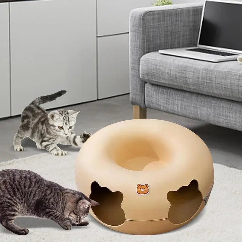 

NEW Cat tunnel donut kitten bed house Pet toy rabbit cave breathable cat nest house removable and washable Cat Hideout Donut