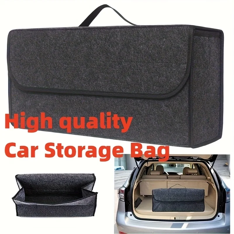 Car Trunk Organizer | Large Soft Felt Auto Storage Bag - Portable Vehicle Storage Solution