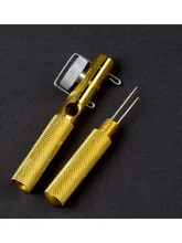  Aluminum Alloy Metal Manual Fishing Hook Tier Double-Headed Needle Gold Fishing Line Fishhook Tie Device Fishing Accessories 