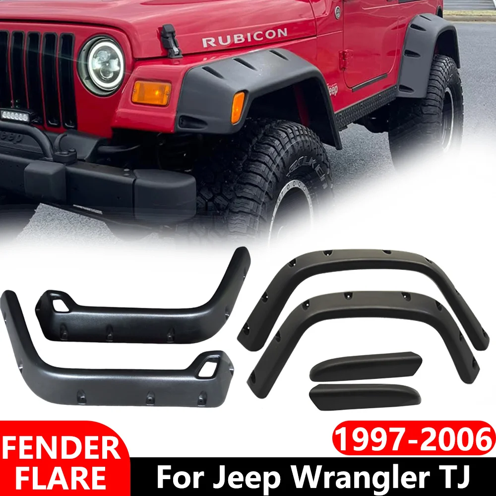 Hooke Road Steel Fender Flares For Jeep Wrangler TJ (1997-2006) – 4-Piece Set, Front & Rear, Black - View #11