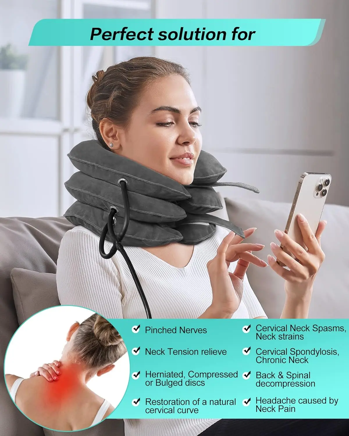 See02b3f4c8e14839acd4981287752acav Cervical Neck Traction Device Relief for Chronic Neck & Shoulder Alignment Pain Inflatable Neck Stretcher Collar