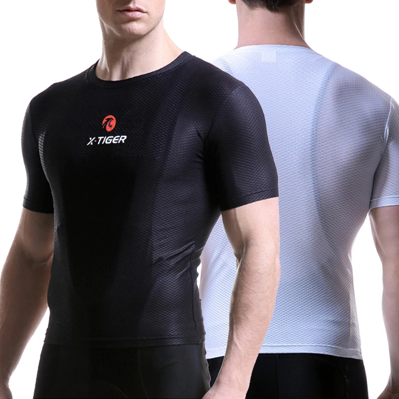 

X-TIGER Men's Athletic Short Sleeve Compression Shirts Cycling Base Layers Bike Undershirt Polyester Mesh Biking Workout Shirt