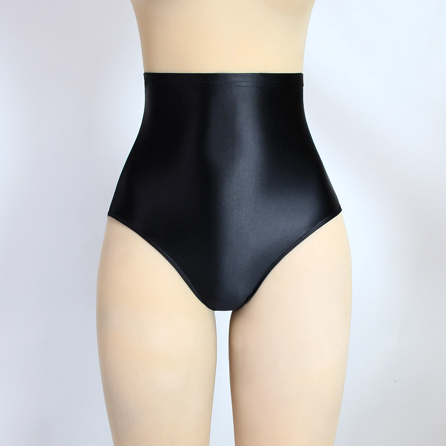 Masked staffs glossy briefs pants with buttocks sexy Silky solid bikini super High waist tights underpants Oily briefs