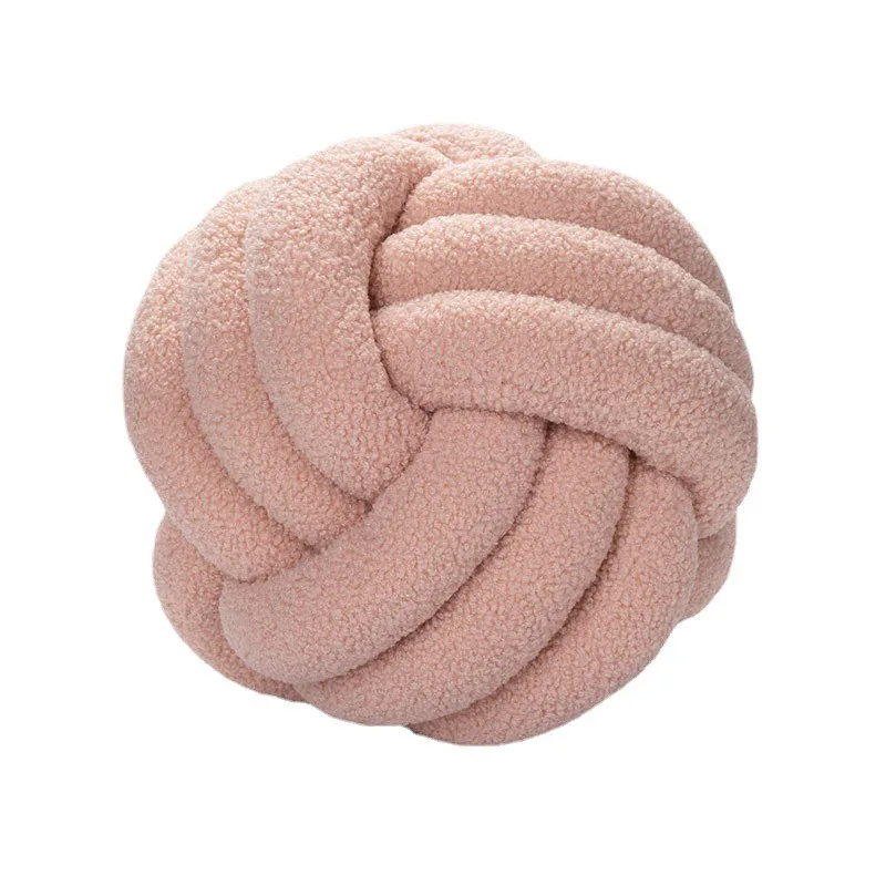 Hand Woven Knotted Ball Pillow Lamb Wool Roll Pillow Sofa Pillow Living Room Round Ball Cushion Headboard Backrest 5