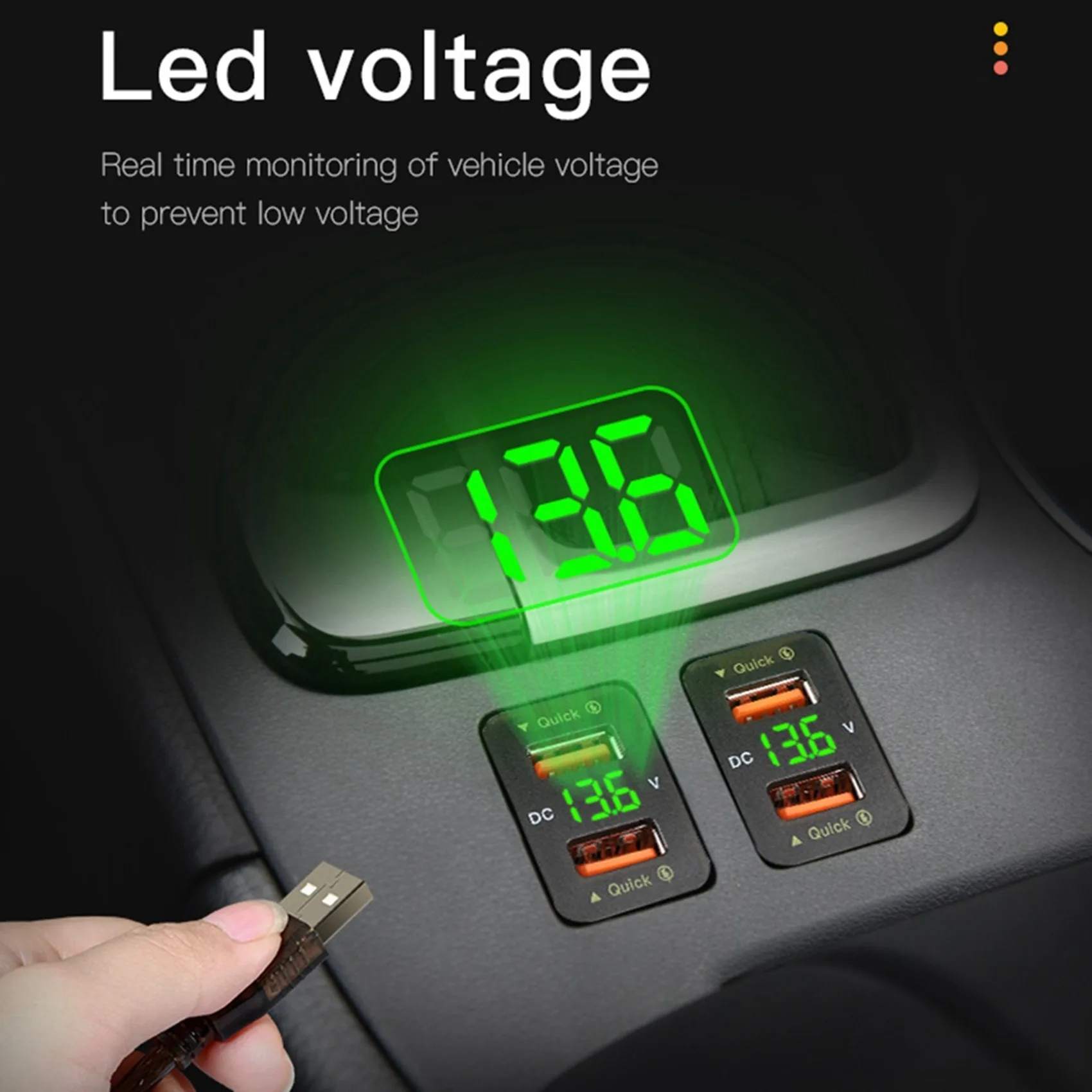 36W Fast Car Charger QC3.0 Dual USB Fast Charger with Blue Voltage Waterproof Mobile Phone for Honda