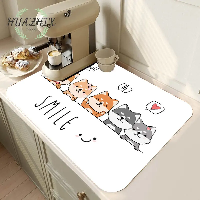 

Cartoon Animal Drying Mat Kitchen Super Absorption Drain Pad Diatom Mud Tableware Coffee Cushion Easy To Clean Decor Placemat