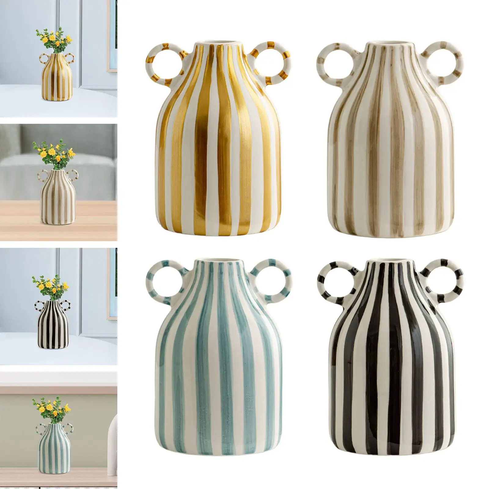 Decorative Flower Vase for Dry Fresh Flower Table Centerpieces Nordic Boho Small Vase for Fireplace Office Indoor Cafe Entryway