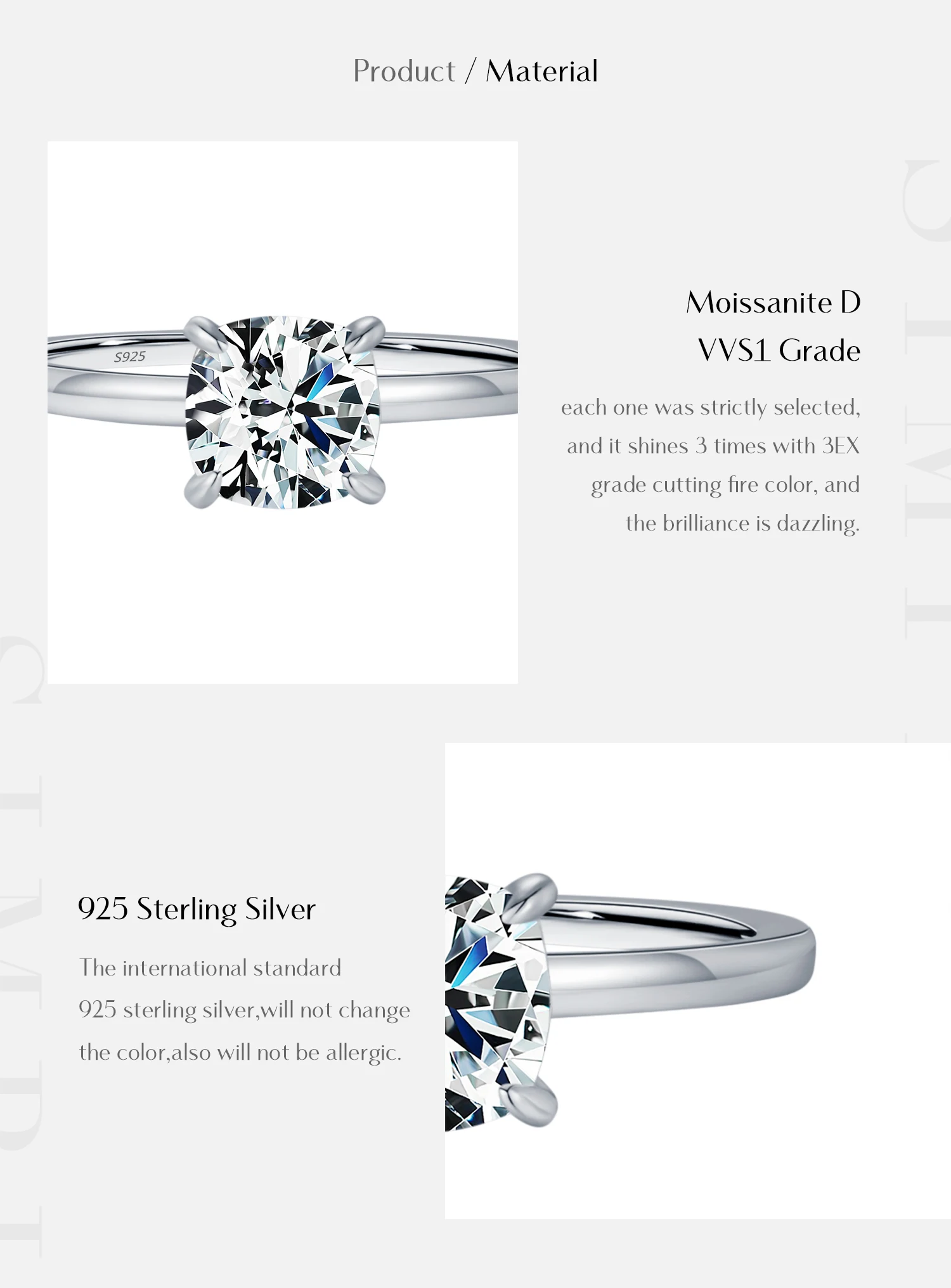 MODIAN 1CT Moissanite Ring Delicate Square Cushion Cut Lab Diamond Ring 925 Sterling Silver Wedding Statement Jewelry For Women MODIAN 1CT Moissanite Ring Delicate Square Cushion Cut Lab Diamond Ring 925 Sterling Silver Wedding Statement Jewelry For Women