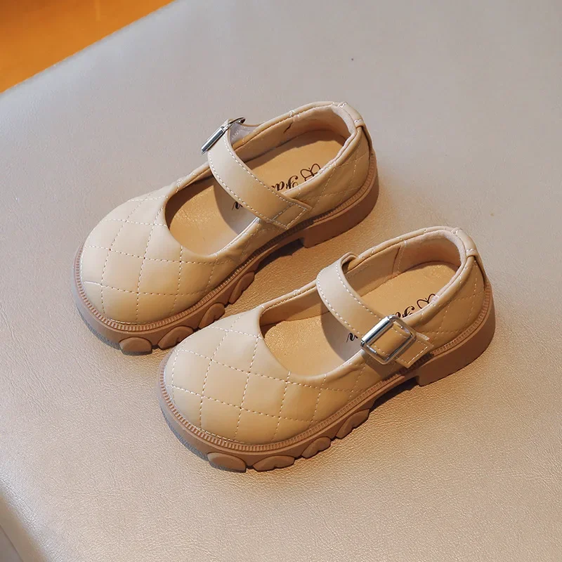 Girls Princess Leather Shoes Solid Color Kids Mary Jane Shoes Fashion School Thick Bottom Children Causal Shoes Black Versatile 5