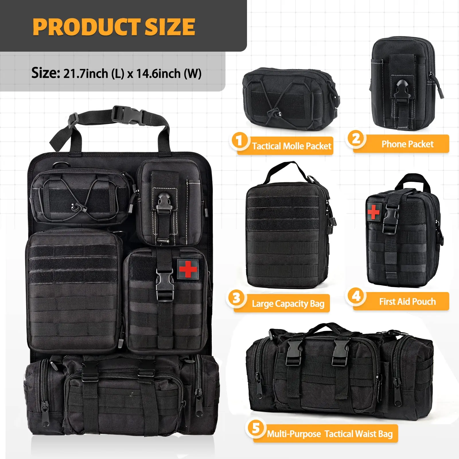 Universele Autostoel Organizer - Grijs PVC leder