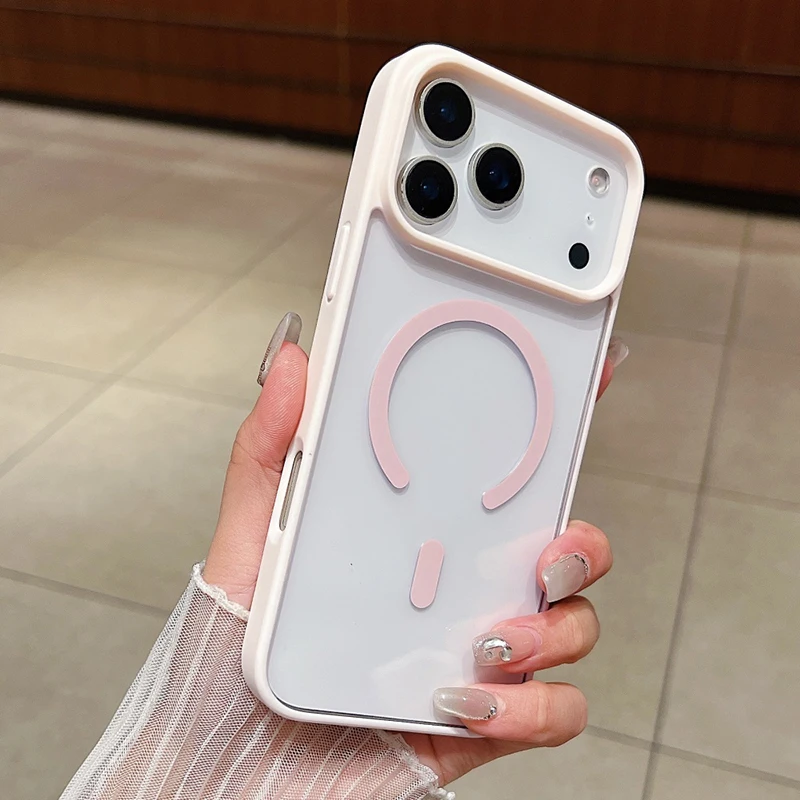 Magsafe-Compatible Clear Shockproof Phone Case with Magnetic Wireless Charging Capability